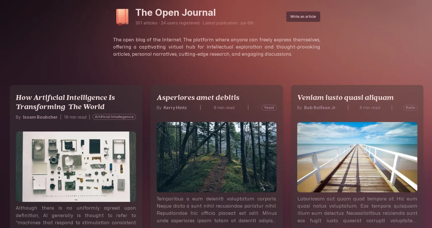 Screenshot of The Open Journal website